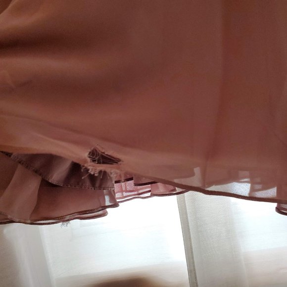 Mori Lee Chiffon Fawn Grad or Bridesmaids Dress Off the Shoulder Size 8 - Picture 11 of 12